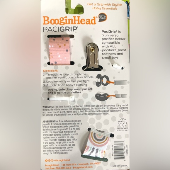 4pack BooginHead Pacifier Clip Pacifier Holder PaciGrip Pink Rainbows new - Picture 8 of 12